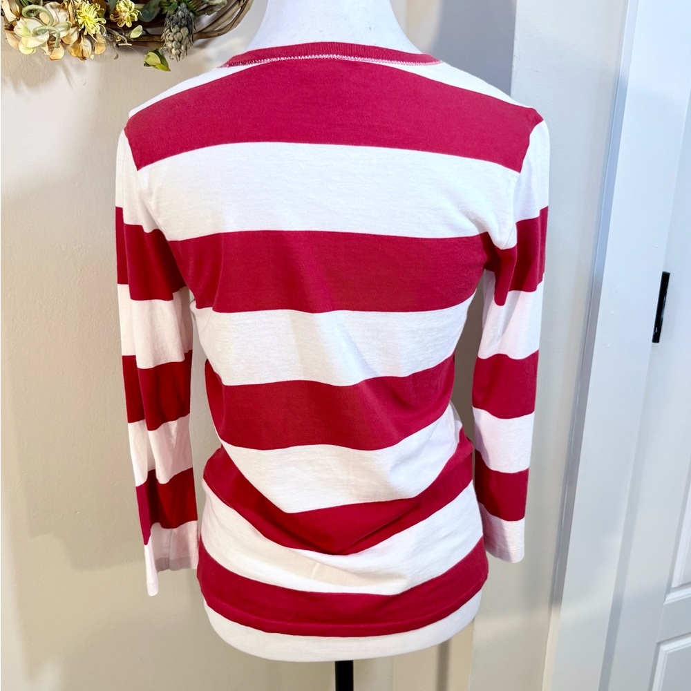 Ralph Lauren Red and White Striped 3/4 length Sleeve Tee - Picture 5 of 9
